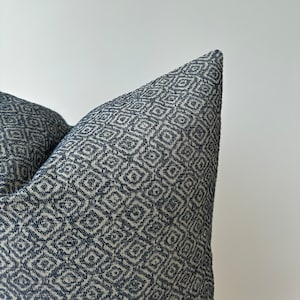 Navy Blue Ivory Minimalist Throw Pillow Cover , Modern Chic Cozy Sofa Pillow and Lumbar , Soft Cushion Case , Geometric Throw Pillowcase