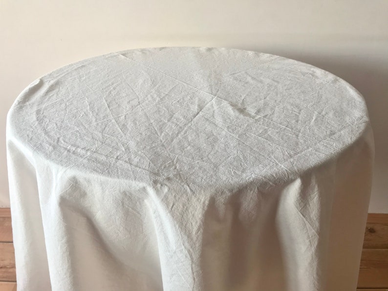 ROUND Linen Tablecloth Various Colours , Organic Natural Large Small Linen Tablecloth , Camel , Light Blue , Off White , Beige zdjęcie 3