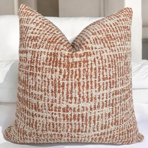 Federa per cuscino color ruggine e avorio, federa di lusso, cuscino decorativo, federa europea piccola e lunga per il 16x16, federa beige chiaro arancione bruciato