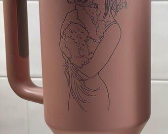 Custom Line Art Tumbler | Personalized Pet Portrait Travel Mug (Stanley Option)