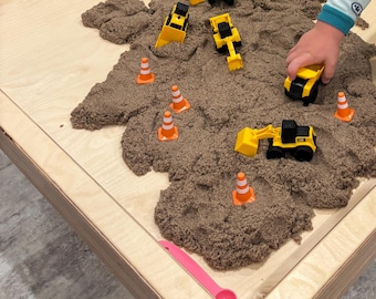 Montessori Floor Play Table | 30x30 Large Wooden Sensory Tray for Sand, Legos & Blocks | Toddler Activity Station | Low Profile Kids Table
