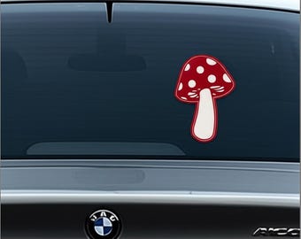 Whimsical Mushroom Badge - Cottagecore Emblem for Car, Laptop, Water Bottle - Weatherproof Plastic Mushroom