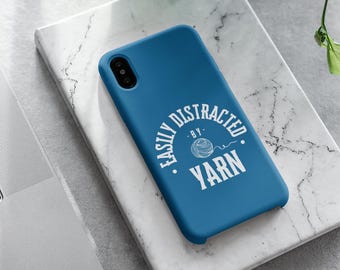 Easily Distracted by Yarn Phone Case iPhone 15 Google Pixel Samsung Case Craft Lovers Case Gift for Knitters Holiday Gift for Crocheters