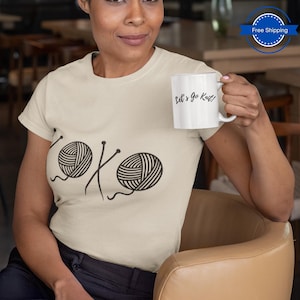 Knitting Theme T-Shirt for Women and Men Funny Knitting Lovers Tee Unique Knitters Gift Yarn Lovers Gift Ideas Cozy Graphic T-Shirt for Her