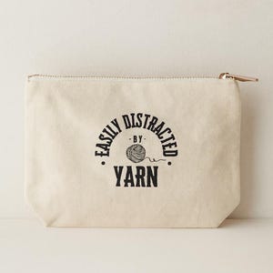 Knitting Notions Bag Canvas Project Organizer Crochet Accessories Storage Pouch Zip Case Craft Supplies Gift for Knitters Maker Tool Storage