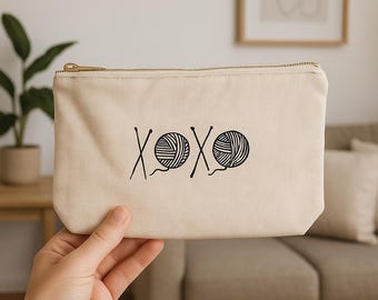 Cotton Canvas Notions Bag: Knitting Crochet Organizer