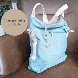 Custom Knitting Project Bag Canvas Drawstring Crochet Organizer Yarn Storage Tote Embroidered Monogram Gift for Knitters Crocheters
