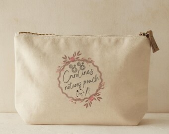 Personalized Knitting Notions Pouch: Canvas Zipper Bag for Crochet & Craft