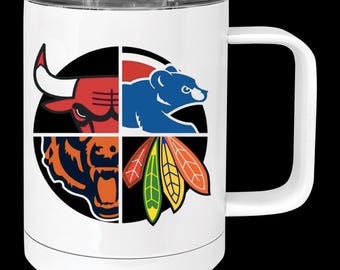 Chicago Sports Tumbler- Chicago Cubs, Chicago Blackhawks, Chicago Bears, Chicago Bulls, Gift for Him, Chicago sports fan