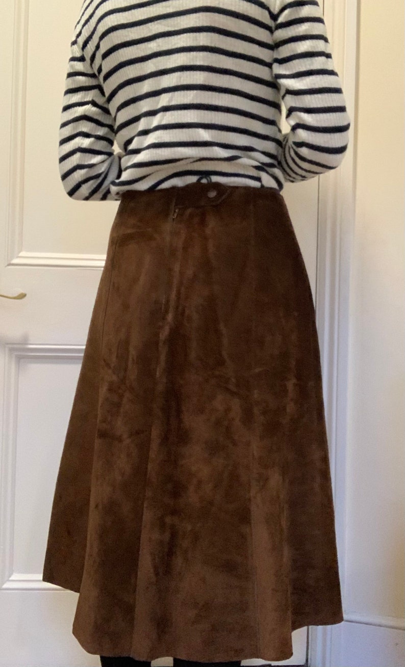 Vintage 1960s70s Brown Suede Skirt Mod Boho