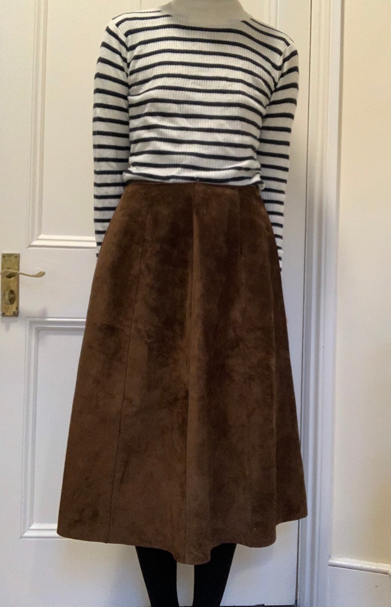 Vintage 1960s70s Brown Suede Skirt Mod Boho
