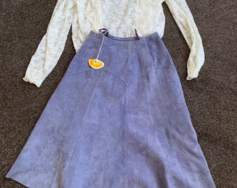Vintage 70s Purple Suede Skirt Mod Boho