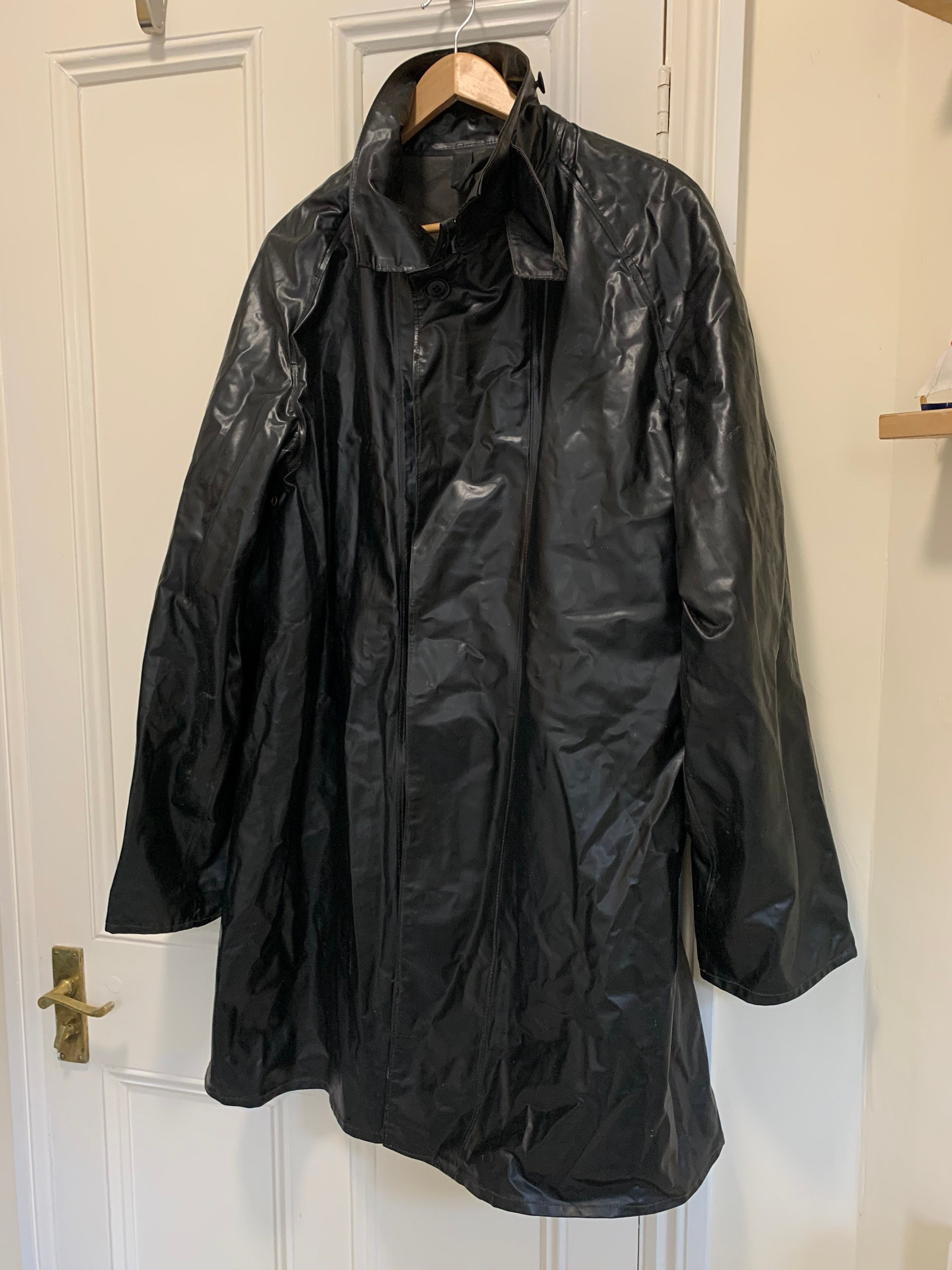 Vintage 1950s Black Vinyl Rubber PVC Oilskin Coat Waterproof Etsy