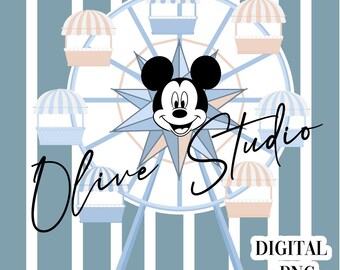 Mickey Mouse vintage - Recorte de rueda de la fortuna de Mickey - Digital - Png -
