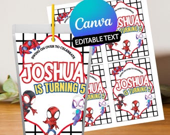 Spidey Birthday Juice Punch Label: Watercolor Design (Digital Download)