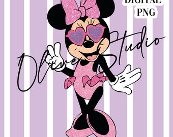 Summer Minnie Mouse Number 2 Glitter PNG Clip Art (Digital Download)