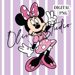 Minnie number 2 Glitter Clip Art - Digital PNG - Minnie Mouse Second Birthday - 2 years