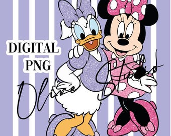 Minnie and Daisy Glitter PNG Clipart (Digital Download)