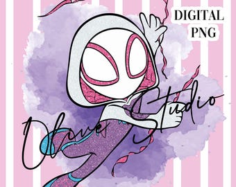 Glitter Spider Gwen PNG Clipart: Super Hero Digital Download