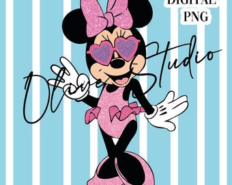 Summer Minnie Mouse Number 3 Glitter PNG (Digital Download)
