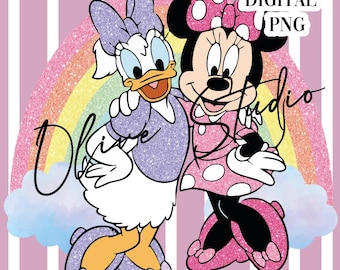 Minnie and Daisy Glitter PNG Clipart (Digital Download)