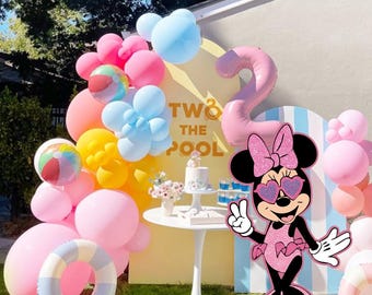 Summer Minnie Mouse Number 2 Cutout: Glitter 2nd Birthday Party Decor