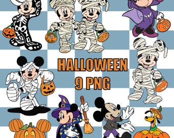 Halloween Micky Maus Charaktere PNG - 9 Disney Designs (Digitaler Download)