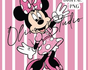 3rd Birthday Minnie Mouse Glitter Clipart (Digital PNG)