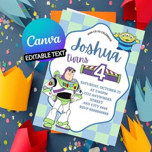 Buzz Lightyear Invitation - Canva Edit  Invite (Digital Download)