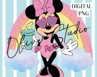 Minnie Mouse Glitter Rainbow Clip Art (Digital PNG)