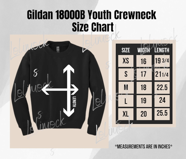 Gildan 18000B Youth Chart Size Chart for Gildan Gildan Etsy Israel