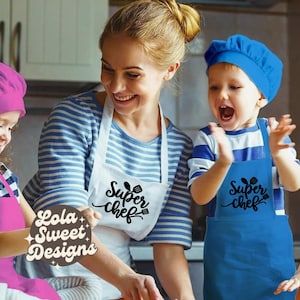 Personalized Kid size aprons with chef hat | apron for junior chef| Christmas gift idea for kid |personalized cooking set kid |baking apron