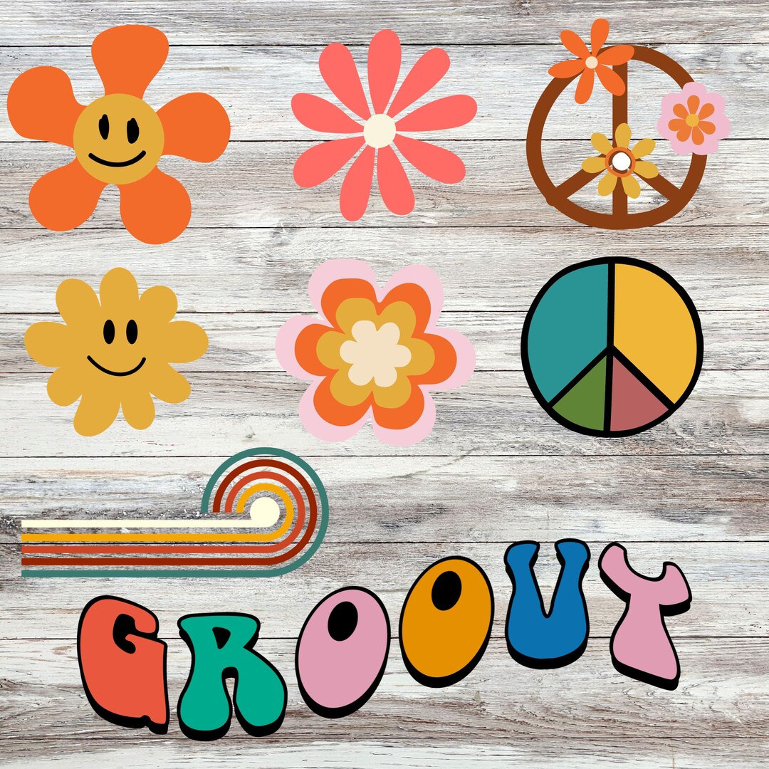 Retro 70s PNG Clipart: Groovy Flower Power Images (digital Download) - Etsy
