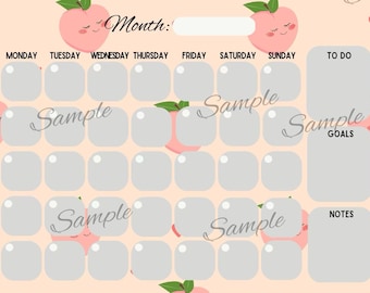 Calendario imprimible sin fecha de Peach: Planificador mensual minimalista (PDF)