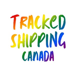 May include: A rainbow-coloured graphic with the text "TRACKED SHIPPING CANADA" in a handwritten style.