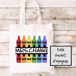 Crayon avec sac fourre-tout avec nom de l'enseignant, sac pour enseignant d'âge préscolaire, sac fourre-tout pour la rentrée des classes, fourre-tout cadeau pour enseignant, sac pour enseignant, cadeau pour enseignant, éducation