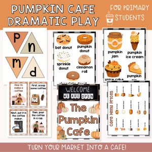 Herbst Dramatik Spiel Kaffee Bar für Kindergarten, Vorschule oder Hausschule. Herbstliche Dramatik Kaffee und Donut Shop, Printable Set