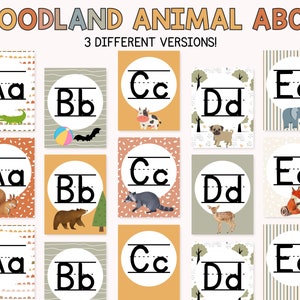 Klassenzimmer Alphabet Poster Wald Tier Thema, Abenteuer Klassenzimmer ABC Poster, Neutral Homeschool Alphabet Dekor, Grundschule Dekor