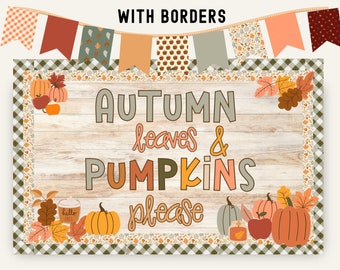 Retro Fall Bulletin Board Kit, Autumn Leaves Hallway Decor, Boho Retro Pumpkin Classroom Decor, Highschool Fall Classroom Posters