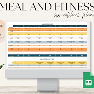 Weekly Meal Planner and Fitness Exercise Planner, Weight loss Weekly Planner, Calorie Tracker Spreadsheet, Fitness Goal Planner, Meal Prep