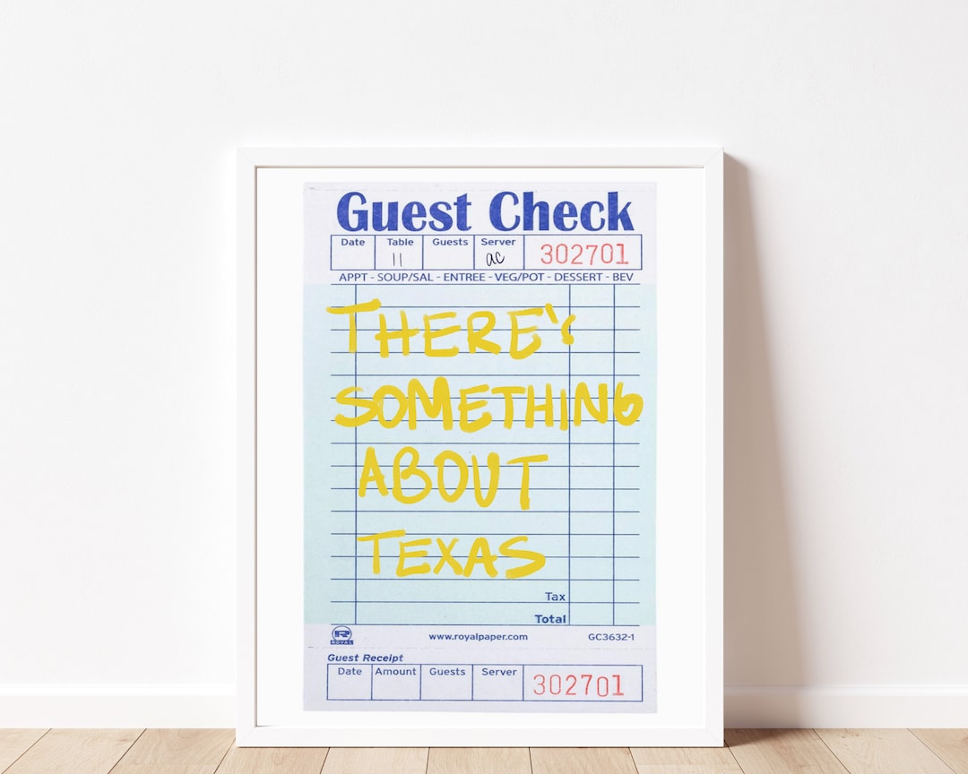 Guest Check Poster, Guest Check Print, Guest Check Print Download