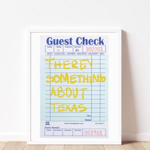 Gäste-Check Poster, Gäste-Check-Druck, Gäste-Check-Druck Download, Etwas über Texas Gäste-Check-Poster, Gäste-Check-Druck Texas