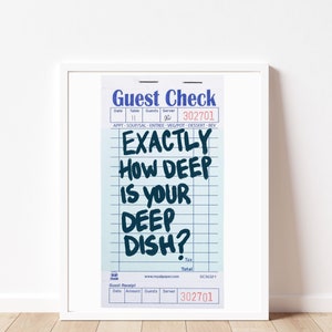 Guest Check Poster, Guest Check Print, Retro Guest Check Print Download, Chicago Deep Dish Pizza Guest Check Poster, Guest Check Poster
