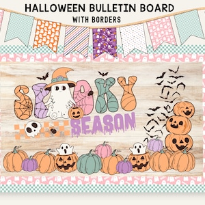 Groovy Ghost Halloween Retro Bulletin Board Kit, Fall Hallway Decor, Boho Retro Pumpkin Classroom Decor, Highschool Fall Classroom Posters