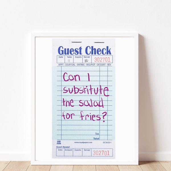 Guest Check Poster Etsy
