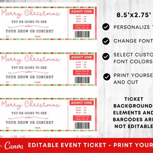 Printable Concert Ticket Christmas Gift Idea, Editable Event Ticket ...