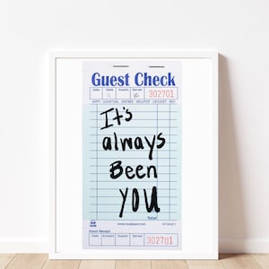 Guest Check Poster, Guest Check Print, Retro Guest Check Print Download, Its Always been you Guest Check Poster, Vintage Guest Check Poster