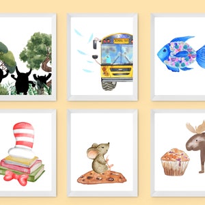 Book Characters Gallery Wall, Classroom Decor, Kindergarten Gallery Wall, First Grade, Watercolor Book Character Classroom Poster Artwork