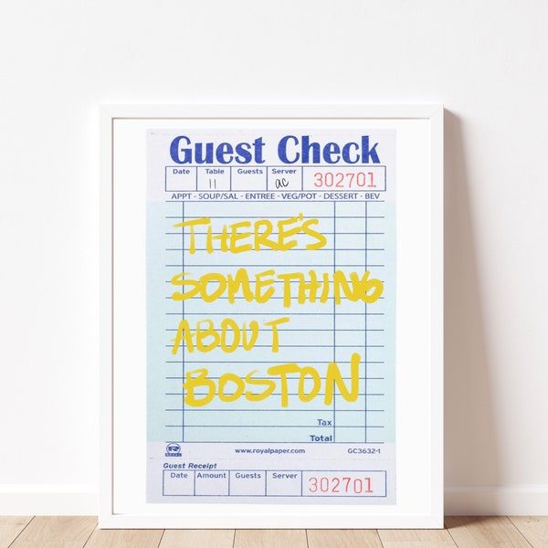 Guest Check Poster, Guest Check Print, Guest Check Print Download, Something About Boston Guest Check Poster, Guest Check Print Boston