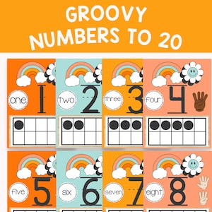 Boho Number Posters, Retro Classroom Numbers, Groovy Classroom Decor, Printable Math Posters for Primary Classroom, Homeschool Posters